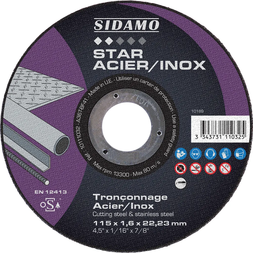 47296-DISQUE A TRONCONNER INOX DIAM.115X1,6X22,2MM-STAR-10111032